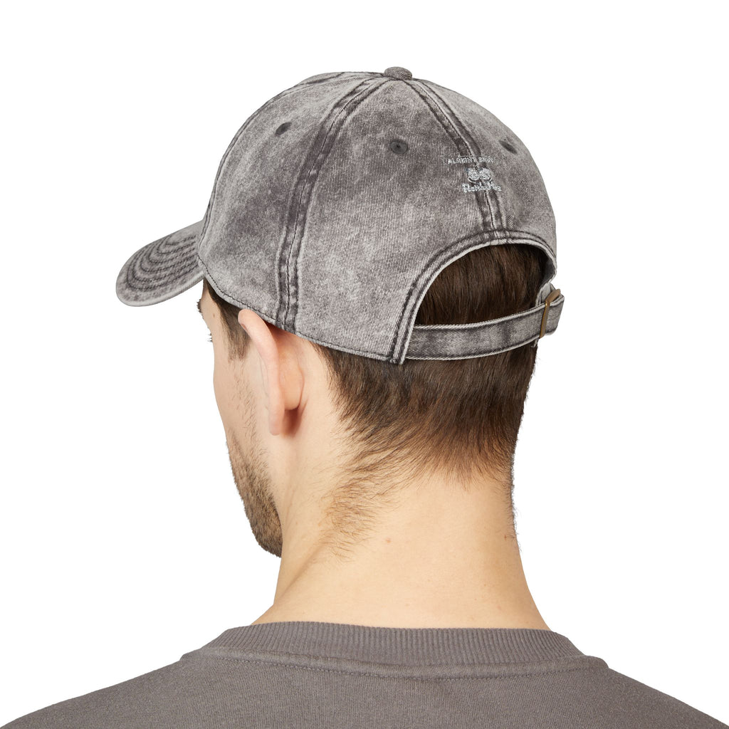 Washed Denim Embroidered Cap — "Alright Bruv" with logo at back