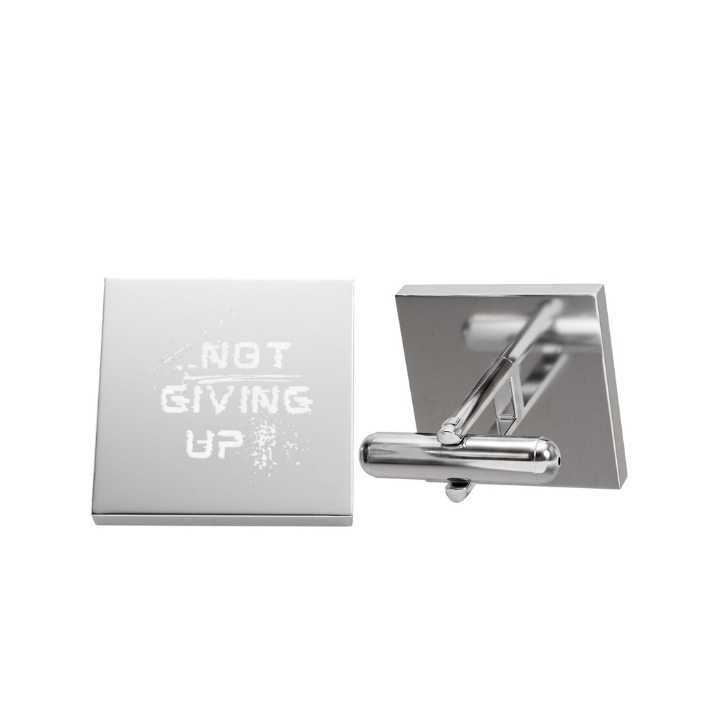 Not Giving Up Square Cufflinks — Engraved