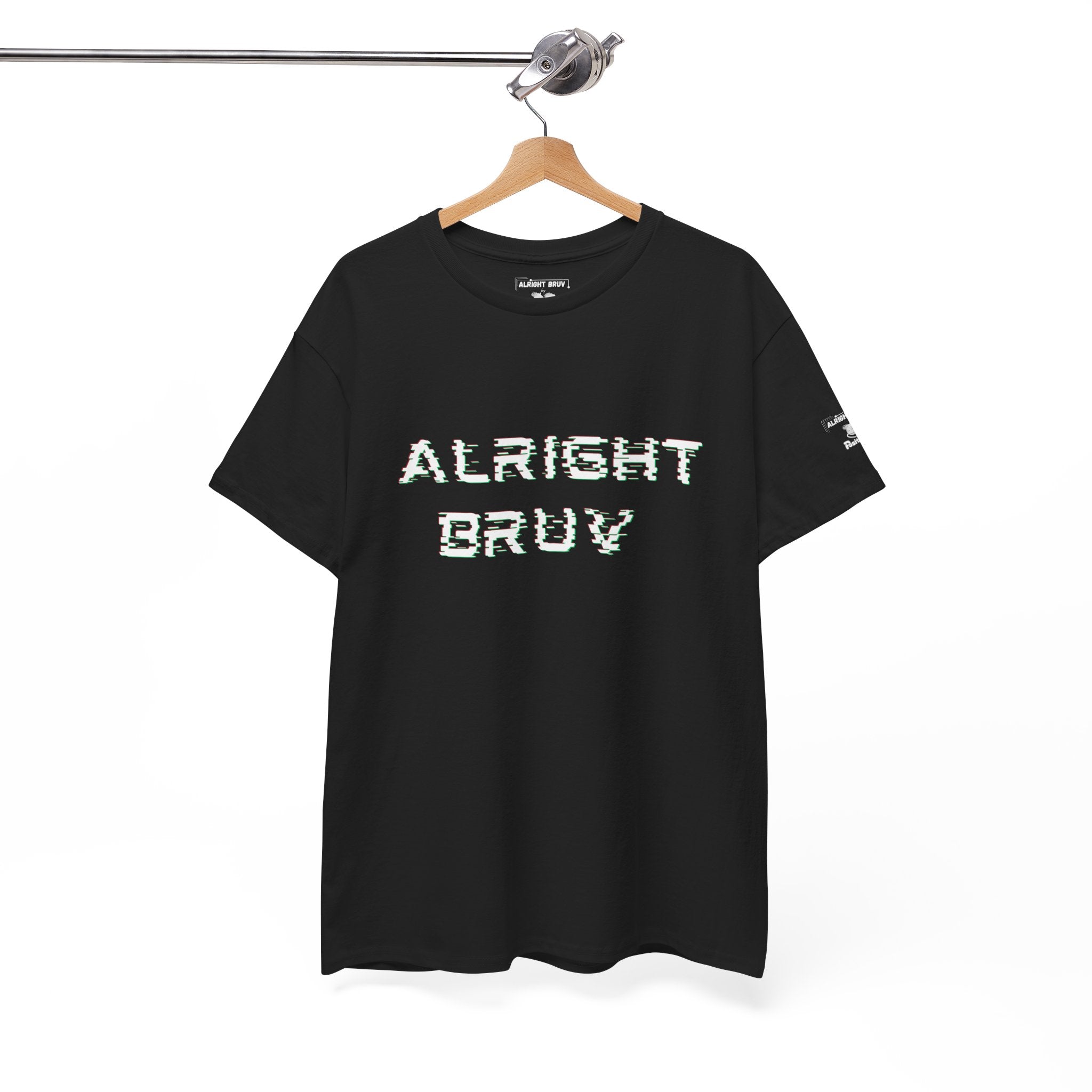Alright Bruv Graphic Tee - Alright Bruv by PositiveHug logo on shoulder