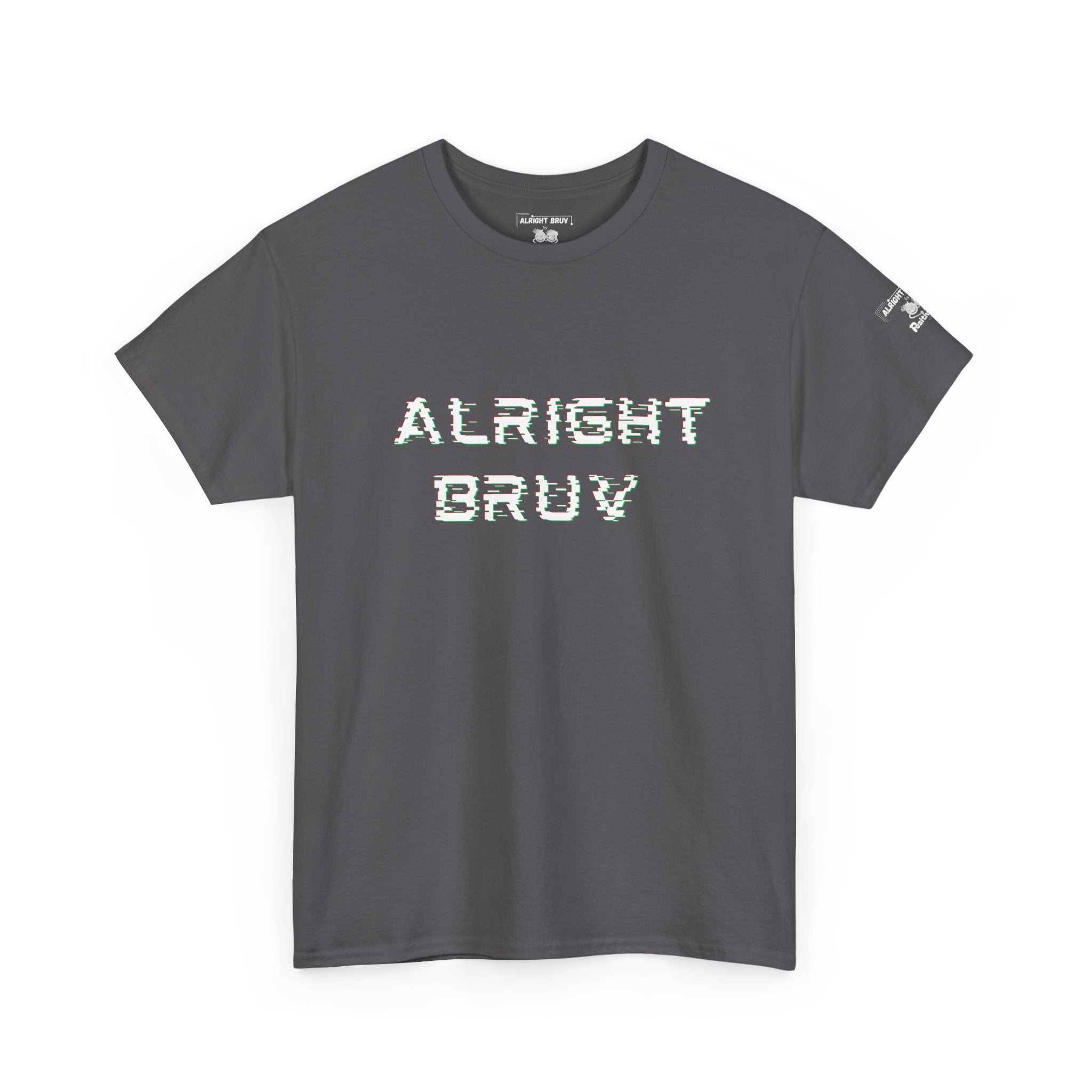 Alright Bruv Graphic Tee - Alright Bruv by PositiveHug logo on shoulder