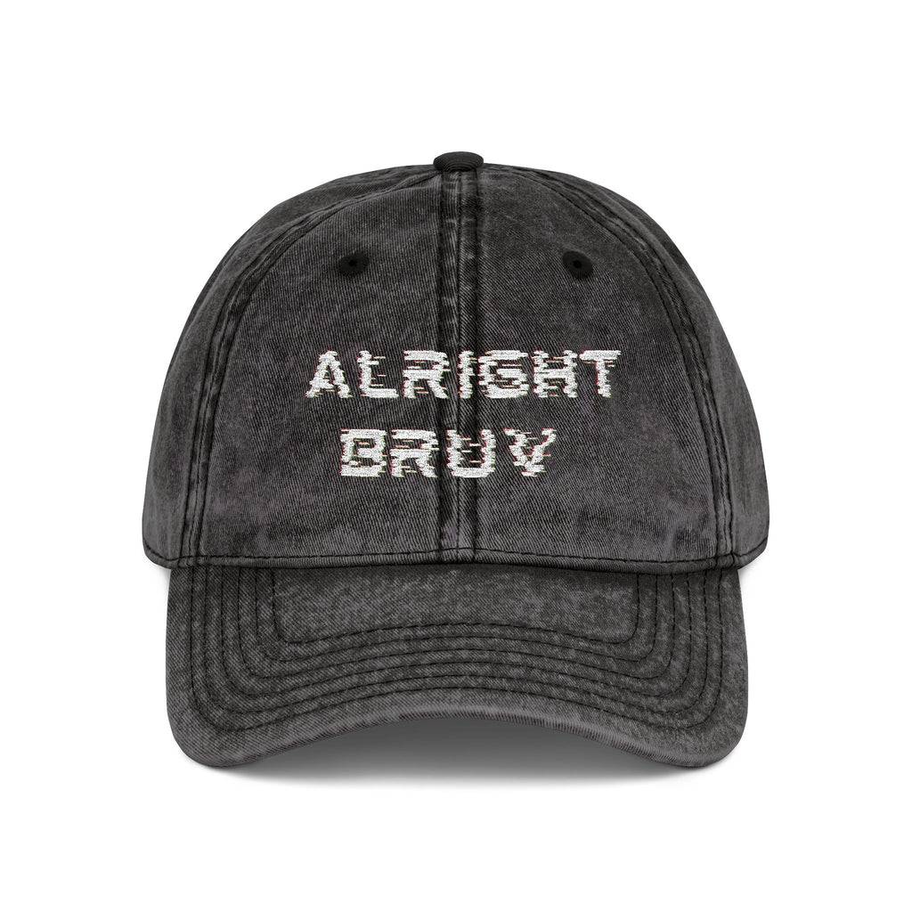 Washed Denim Embroidered Cap — "Alright Bruv" with logo at back