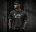 Alright Bruv Graphic Tee - Alright Bruv by PositiveHug logo on shoulder