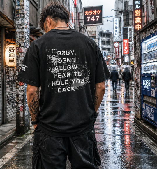 “Bruv, Don’t Allow Fear To Hold You Back!” Back Graphic Tee